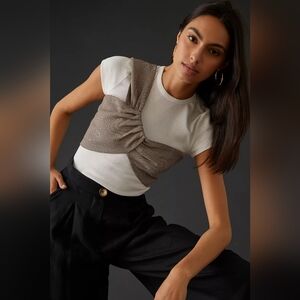 Anthropologie Everleigh Twist Crop Top